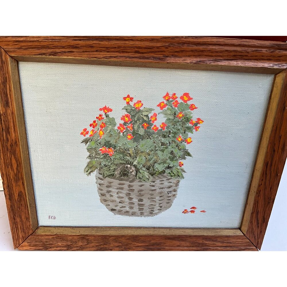 Wonderful vintage floral oil painting on board; Cottagecore Grandmacore so cute